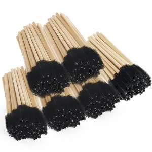 300PCS Disposable Mascara Wands Spoolie Brush Bamboo Eyebrow Brushes Eyelash Extension Applicator Makeup Kits.myaokue-up(Black)