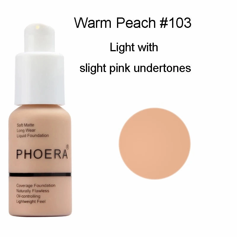 30ml PHOERA Liquid Foundation Oil-control Concealer Cream Hydrating Long Lasting Hydrating Makeup Foundation