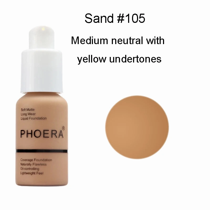 30ml PHOERA Liquid Foundation Oil-control Concealer Cream Hydrating Long Lasting Hydrating Makeup Foundation