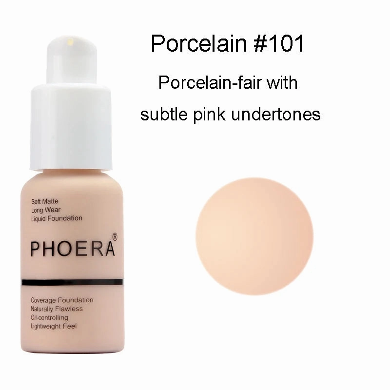 30ml PHOERA Liquid Foundation Oil-control Concealer Cream Hydrating Long Lasting Hydrating Makeup Foundation