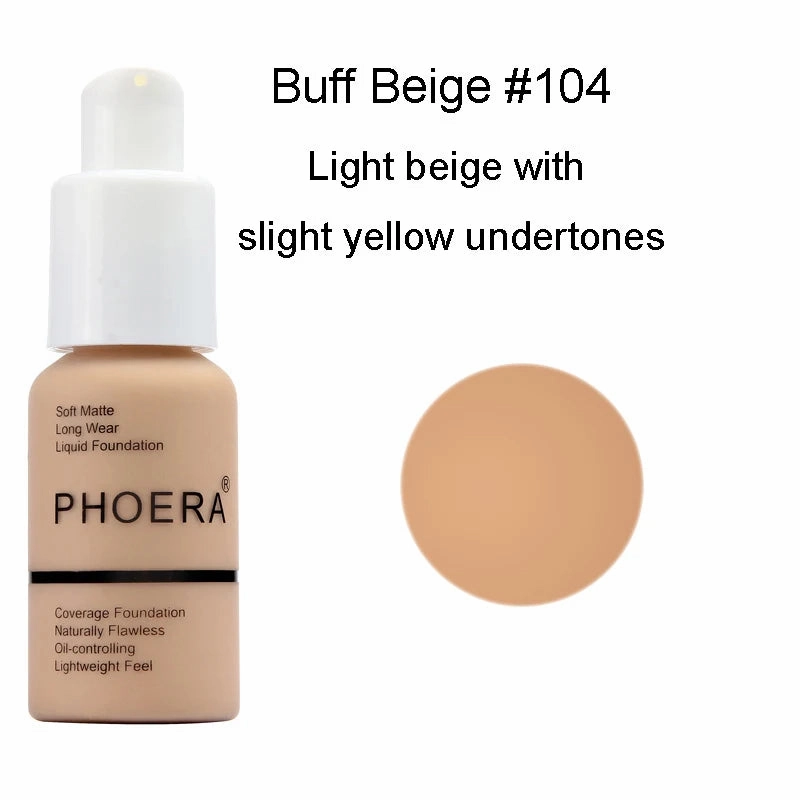 30ml PHOERA Liquid Foundation Oil-control Concealer Cream Hydrating Long Lasting Hydrating Makeup Foundation