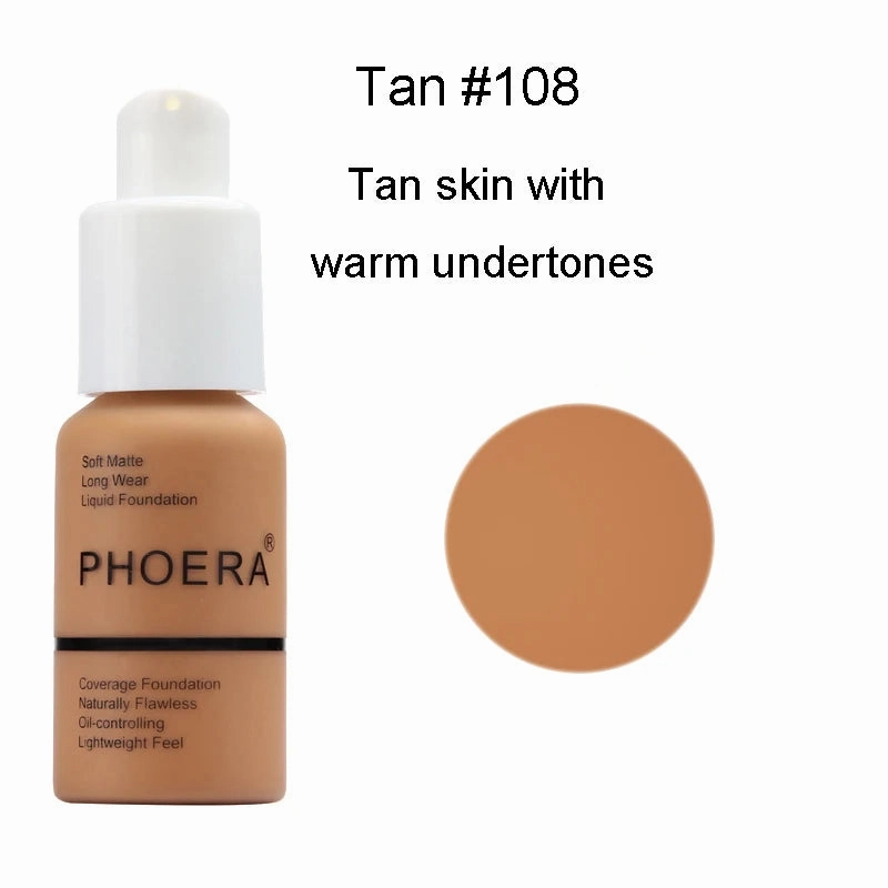 30ml PHOERA Liquid Foundation Oil-control Concealer Cream Hydrating Long Lasting Hydrating Makeup Foundation