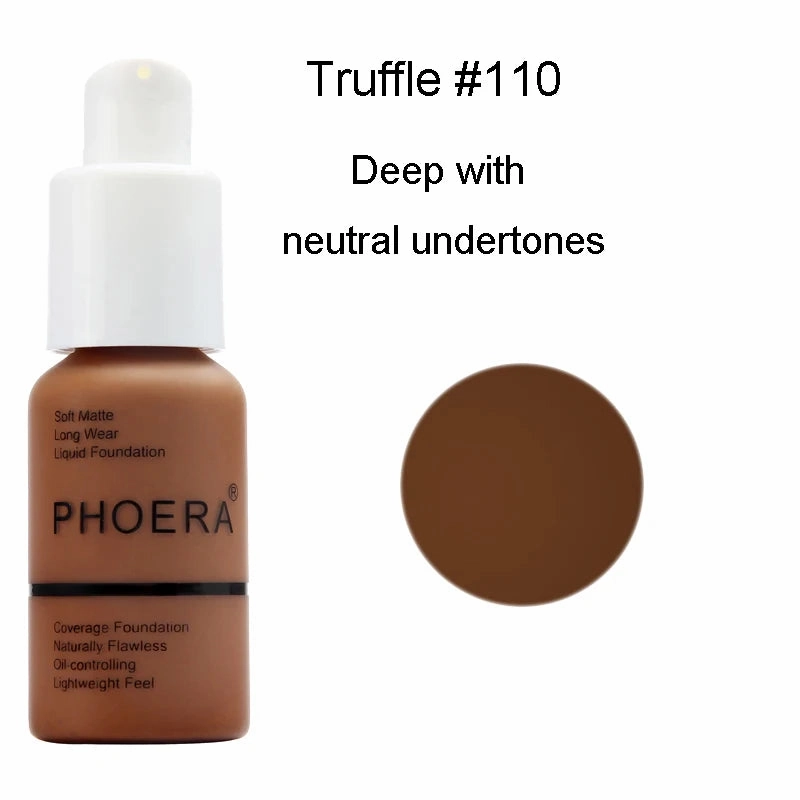 30ml PHOERA Liquid Foundation Oil-control Concealer Cream Hydrating Long Lasting Hydrating Makeup Foundation