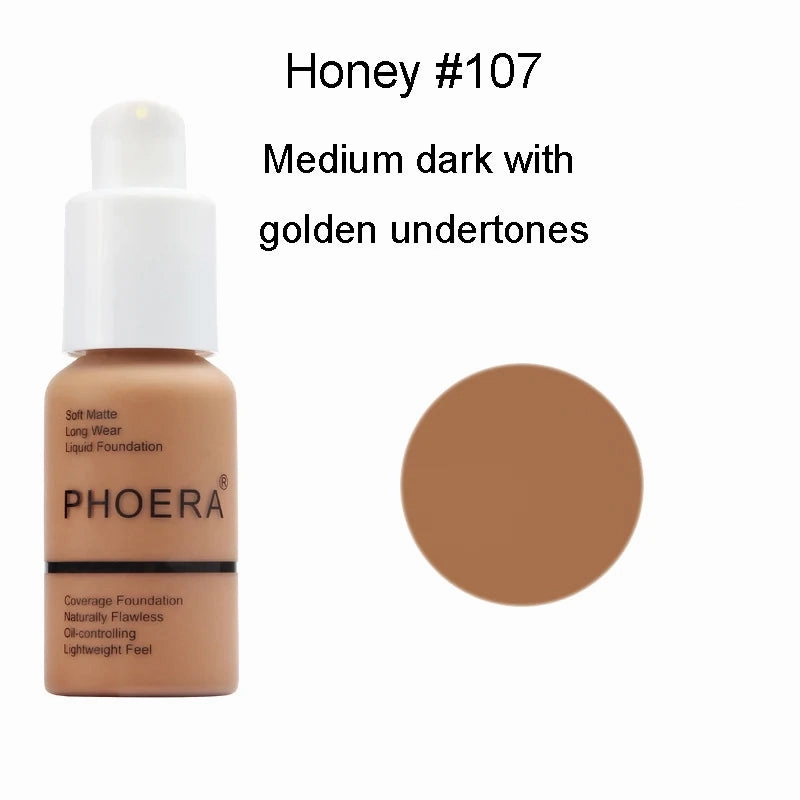 30ml PHOERA Liquid Foundation Oil-control Concealer Cream Hydrating Long Lasting Hydrating Makeup Foundation