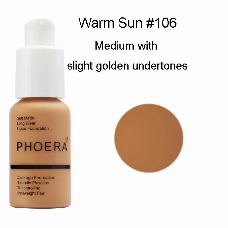 30ml PHOERA Liquid Foundation Oil-control Concealer Cream Hydrating Long Lasting Hydrating Makeup Foundation