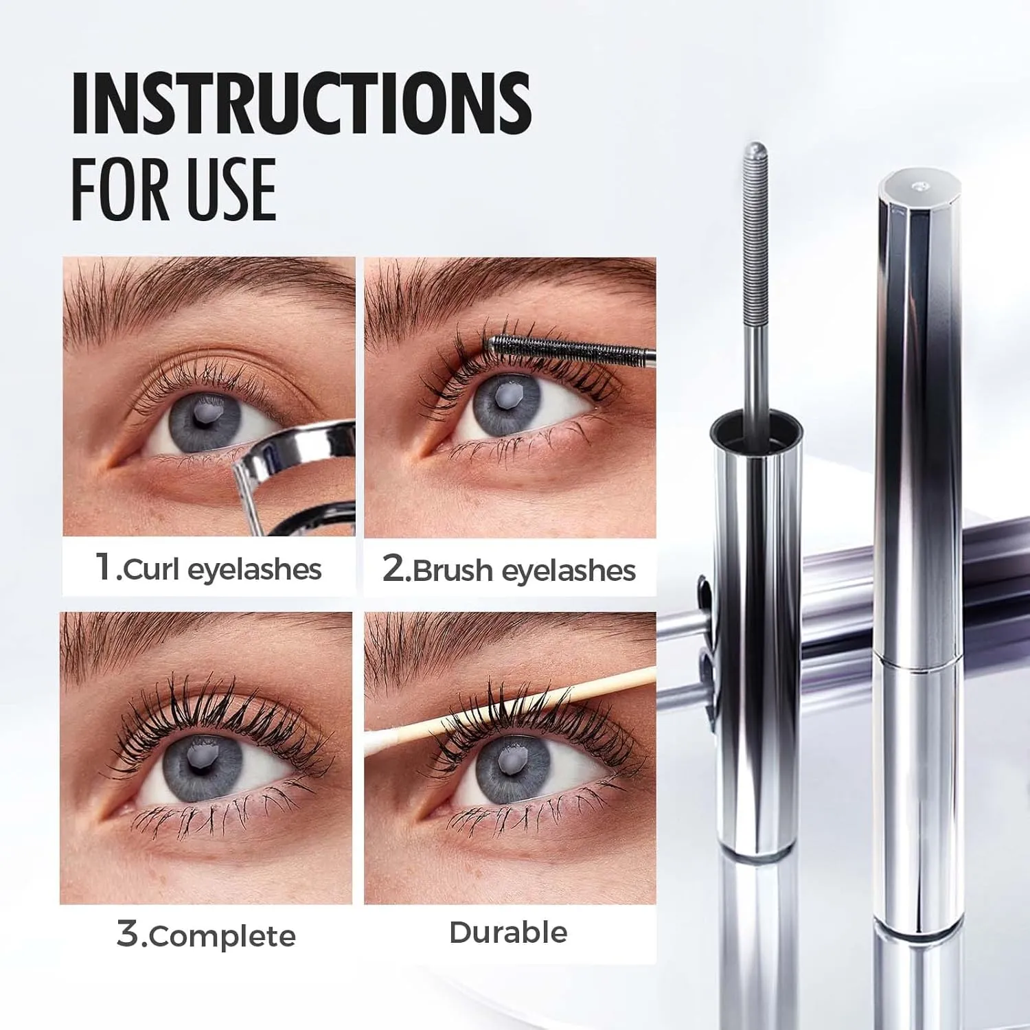 3D Curling Eyelash Iron Mascara, 2025 New Metal Tubing Mascara Black & Brown for Lash Makeup,Waterproof Long Lasting Lash Extensions Magic Mascaras (Black Brown, One Size)