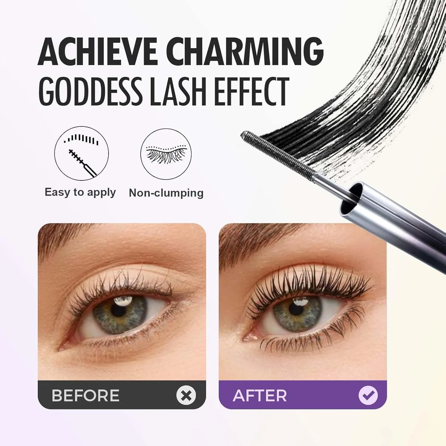 3D Curling Eyelash Iron Mascara, 2025 New Metal Tubing Mascara Black & Brown for Lash Makeup,Waterproof Long Lasting Lash Extensions Magic Mascaras (Black Brown, One Size)