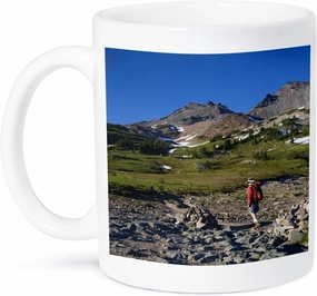3dRose Wa, Goat Rocks, Pacific Crest Trail, Hiker-US48 JWI1168-Jamie And Judy Wild Ceramic Mug, 15 oz, White