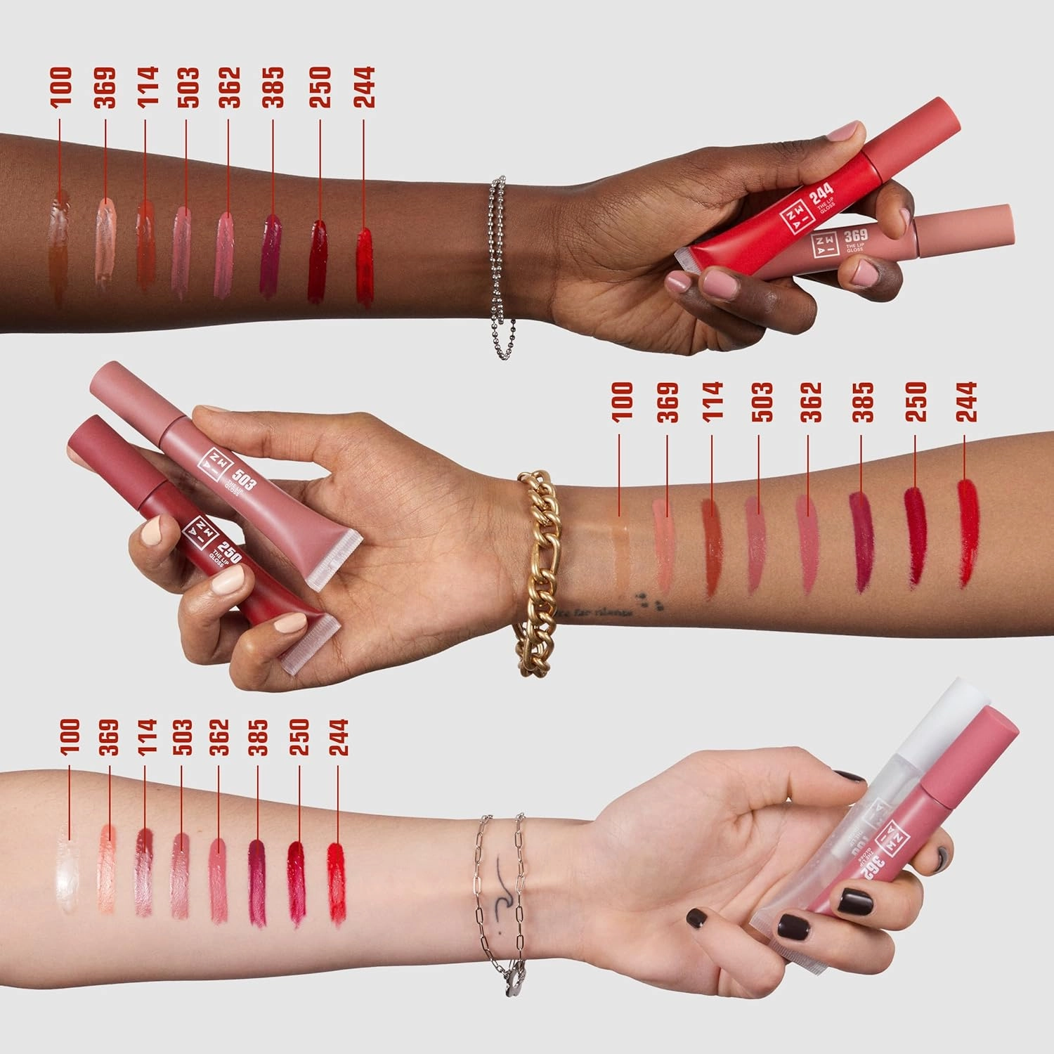 3Ina MAKEUP - Vegan - Cruelty Free - The Lip Gloss 244 - Red Lip Gloss - Mirror-effect - Glossy Look - Creamy Texture - Highly Pigmented - Lip Gloss with wand