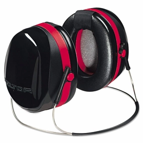 3m 247-H10B Ear Peltor Optime 105 Behind-the-head Earmuffs, 29nrr, Red/black