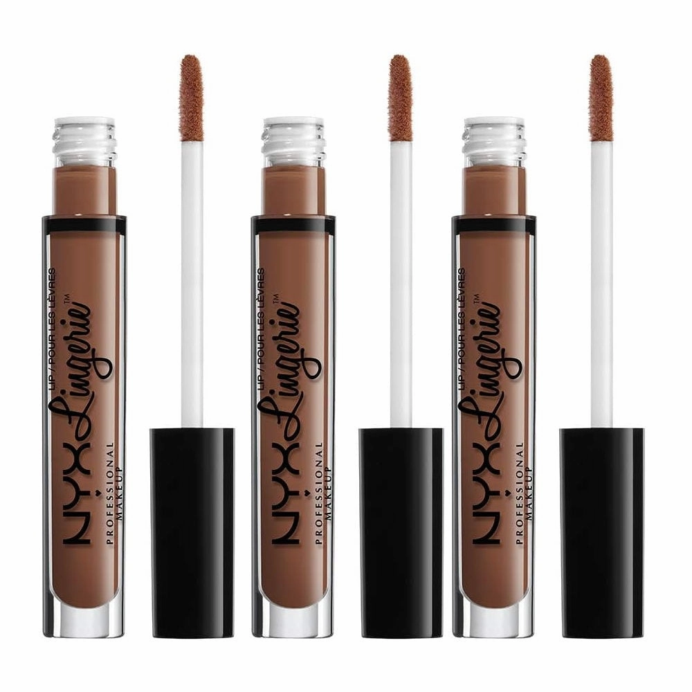 3x NYX Lip Lingerie Liquid Lipstick 4ml Teddy LIPLI10 deep tan brown