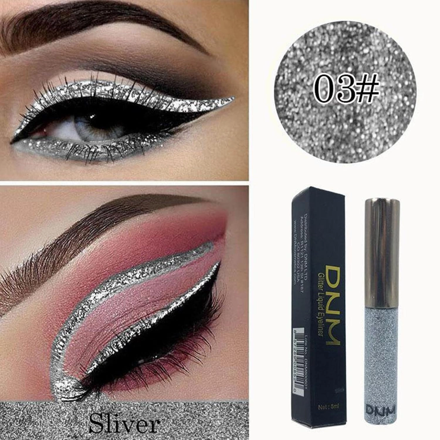 3x R Shimmer Glitter Shadow - Long Waterproof Sparkling Eye Shadow with Holographic Effects, Perfect for Party Makeup, 3 Pack