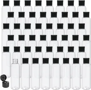 48 Pcs 4 oz Plastic Travel Bottles with Disc Top Flip Cap Clear Squeeze Empty Refillable Containers for Shampoo, Lotions, Cream, Toiletries, Liquid Body Soap