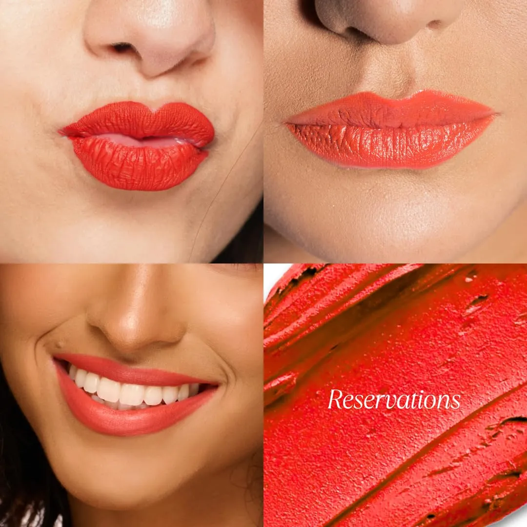 4Ever Haute Lipstick – Coral Lipstick Long Lasting, Bold Satin Finish, Vegan, Cruelty-Free - Clean & Natural, Travel-Friendly Lip Color (Reservations)