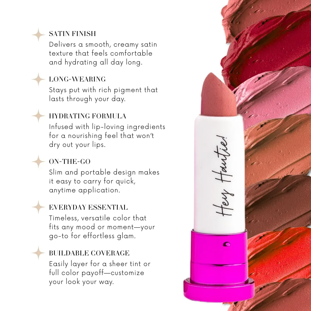 4Ever Haute Lipstick – Coral Lipstick Long Lasting, Bold Satin Finish, Vegan, Cruelty-Free - Clean & Natural, Travel-Friendly Lip Color (Reservations)