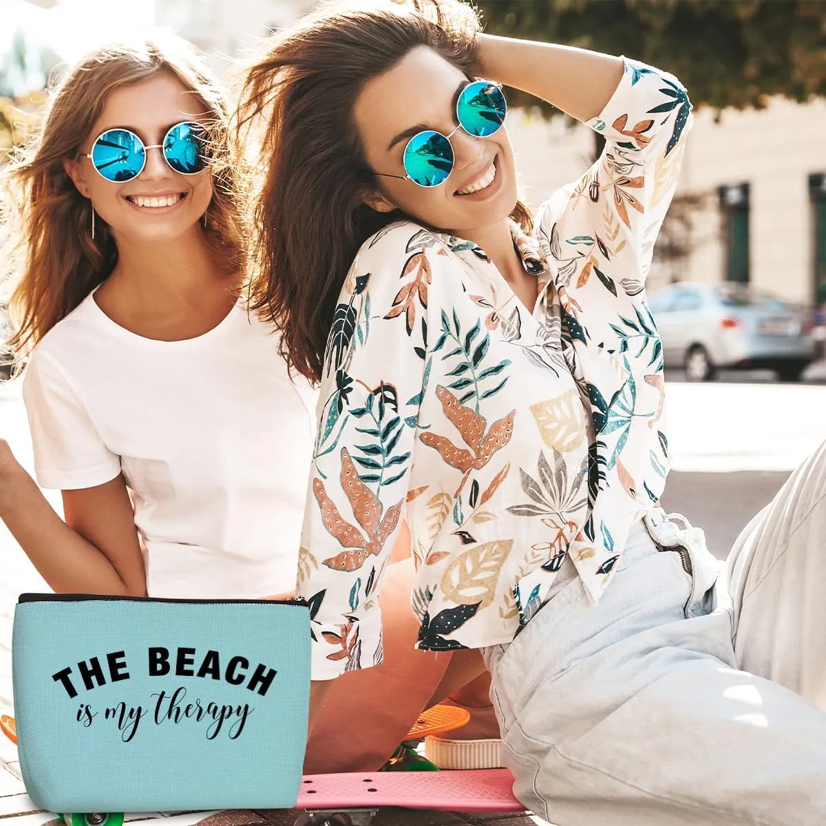4PCS Beach Vacation Essentials Makeup Bag, Cute Cosmetic Bags for Women, Beach Accessories Travel Toiletry Bag Girls Trip Weekend Gifts for Women Besties Mom Summer Vacation Christmas Mothers Day