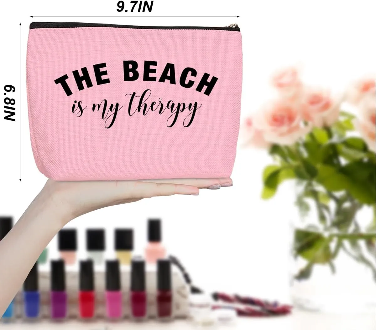 4PCS Beach Vacation Essentials Makeup Bag, Cute Cosmetic Bags for Women, Beach Accessories Travel Toiletry Bag Girls Trip Weekend Gifts for Women Besties Mom Summer Vacation Christmas Mothers Day