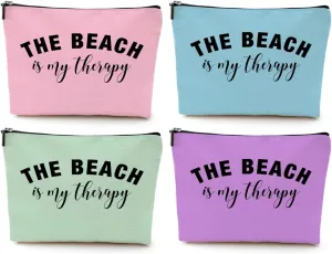 4PCS Beach Vacation Essentials Makeup Bag, Cute Cosmetic Bags for Women, Beach Accessories Travel Toiletry Bag Girls Trip Weekend Gifts for Women Besties Mom Summer Vacation Christmas Mothers Day