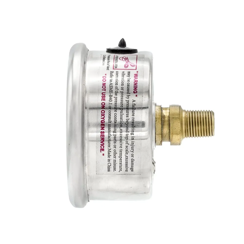5 Pack of Liquid Filled Center Back Mount Pressure Gauge with 2" Dial, 0-160 PSI, 1/8" Male NPT Connection, Stainless Steel CASE and Bezel (5)