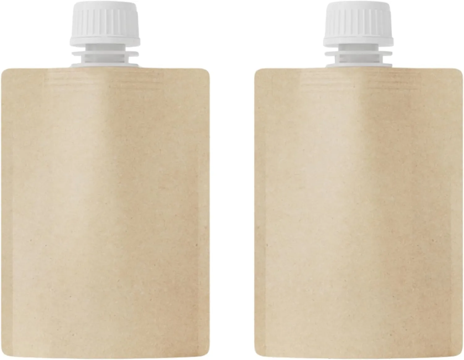 50 Packs Brown Kraft Travel Pouch Leak Proof Containers with Screw Twist Cap for Liquid, Drinking Flasks (1.69 oz)