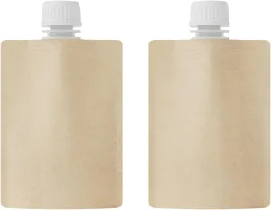 50 Packs Brown Kraft Travel Pouch Leak Proof Containers with Screw Twist Cap for Liquid, Drinking Flasks (1.69 oz)