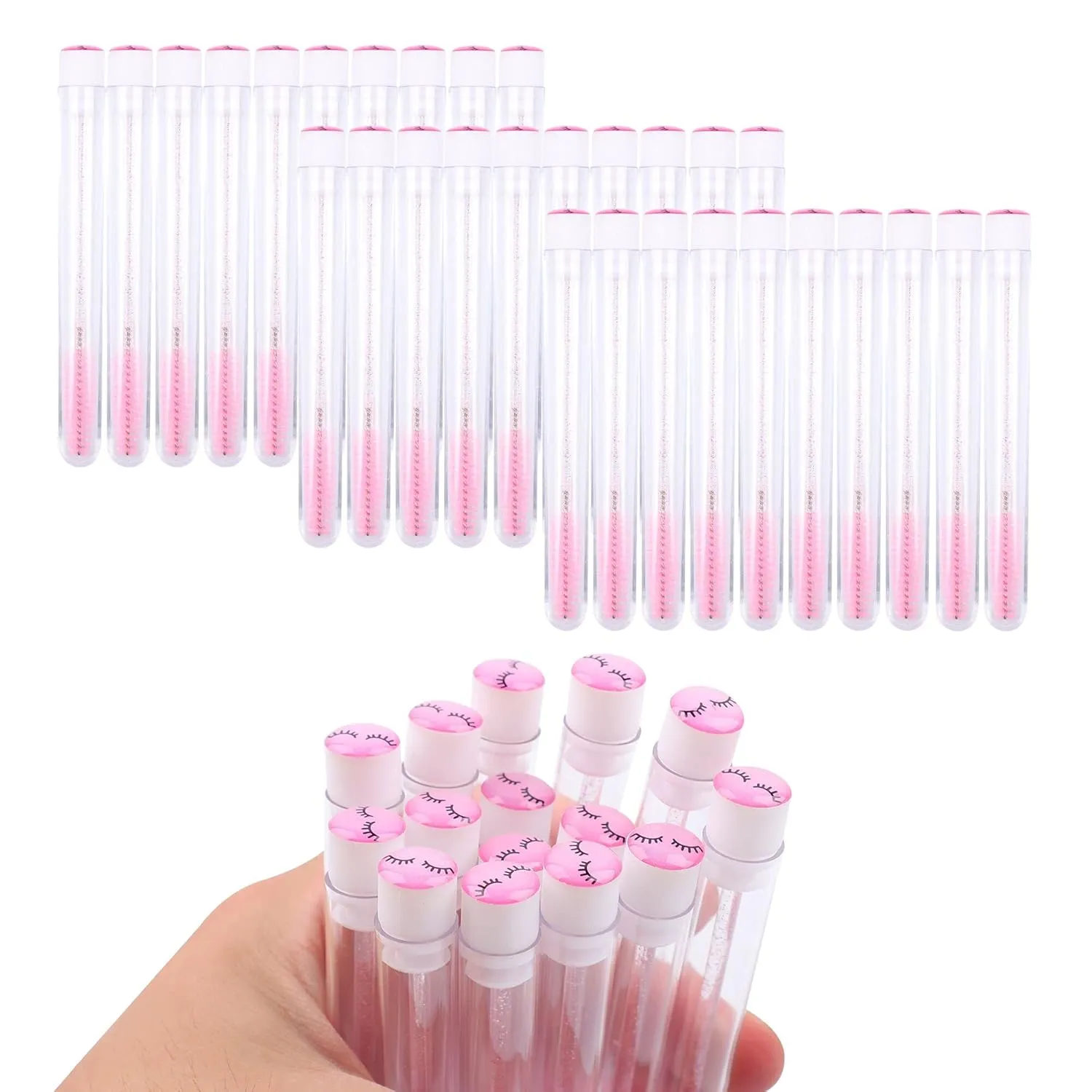 50 Pcs Disposable Mascara Brushes Diamond Eyelash Spoolies Makeup Brush Mascara Wand in Sanitary Tube Lash Supplies (Black) …