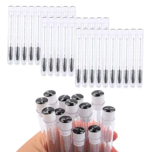 50 Pcs Disposable Mascara Brushes Diamond Eyelash Spoolies Makeup Brush Mascara Wand in Sanitary Tube Lash Supplies (Black) …