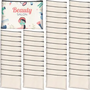 50Pcs Canvas Makeup Bags Bulk, Cotton Sublimation Blank DIY Heat Transfer Cosmetic Bags w/Black Zipper for Bridesmaid Makeup Bag Travel Toiletry Pouch Storage, Ivory