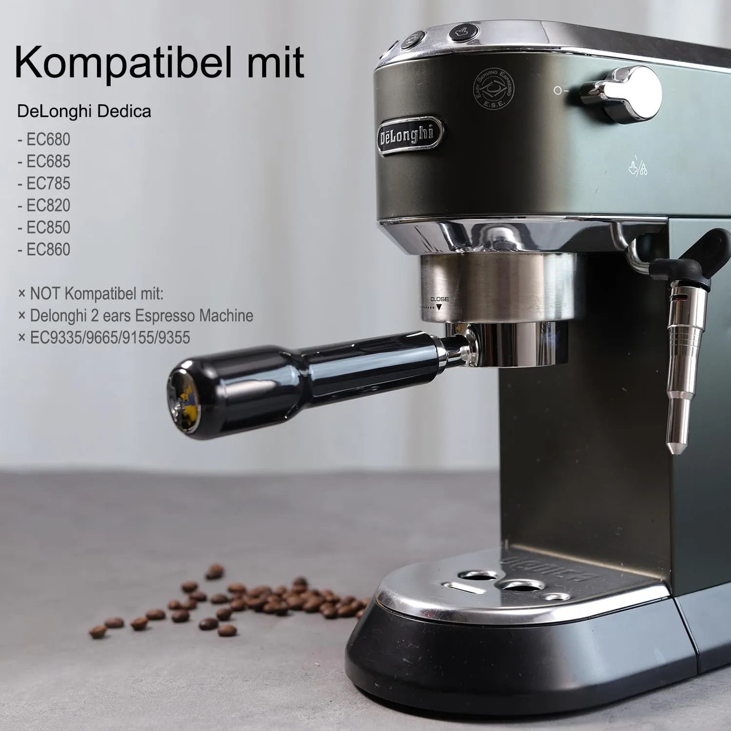 51mm Bottomless Portafilter 3 ears Only Compatible with Delonghi Dedica EC680/EC685 | Filter Basket 0.3mm Pores
