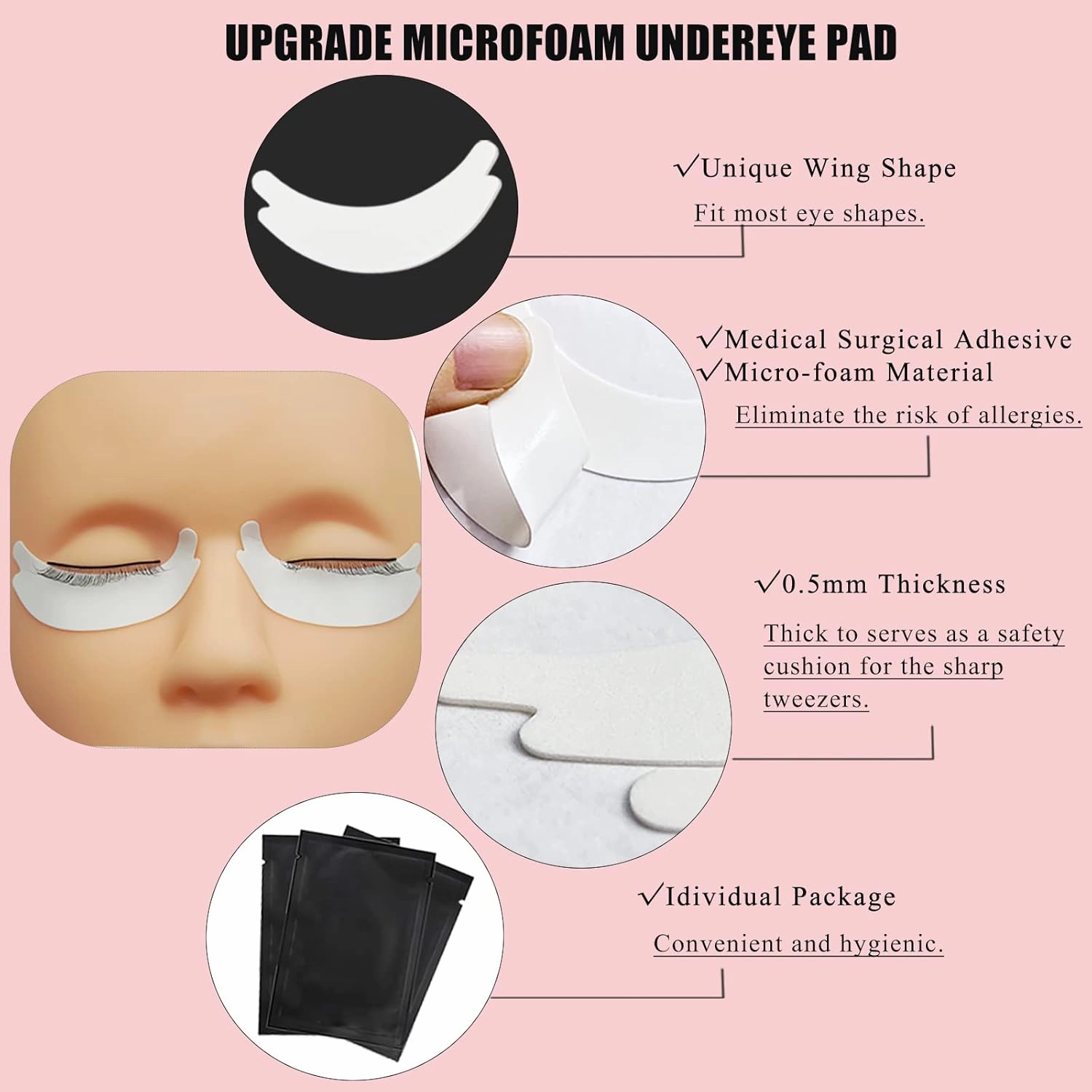 554 PCS Lash Extension Supplies Eyelash Extension Kit for Lash Technicians, 50 Pairs Microfoam Lash Pads, 100 Eye Lash Brushes,100 Micro Applicators, 100 Glue Rings, 200 Glue Wipes, 4 Lash Tapes