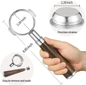 58mm Naked Bottomless Portafilter 2 ears Only Compatible with Expobar, Rocket, Rancilio, Faema and Wega Espresso Machines with 1 Cup filter Basket Included，Coffee Machine Accessories