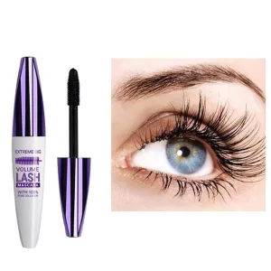 5D Silk Fiber Mascara Lash Color Mascara，Double Brush Mascara, Waterproof Smudge Proof Strong Black Long Lasting Curling Thicking Lash Thickening Lengthening Mascara (01-BLACK)