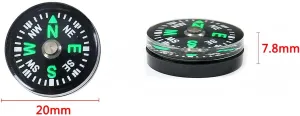 5X 15mm Pocket Survival Compass for Camping Hiking, Liquid Filled Button Compass, Mini Compass for Backpacking, Outdoor Adventure Gear, Compact Navigation Tool