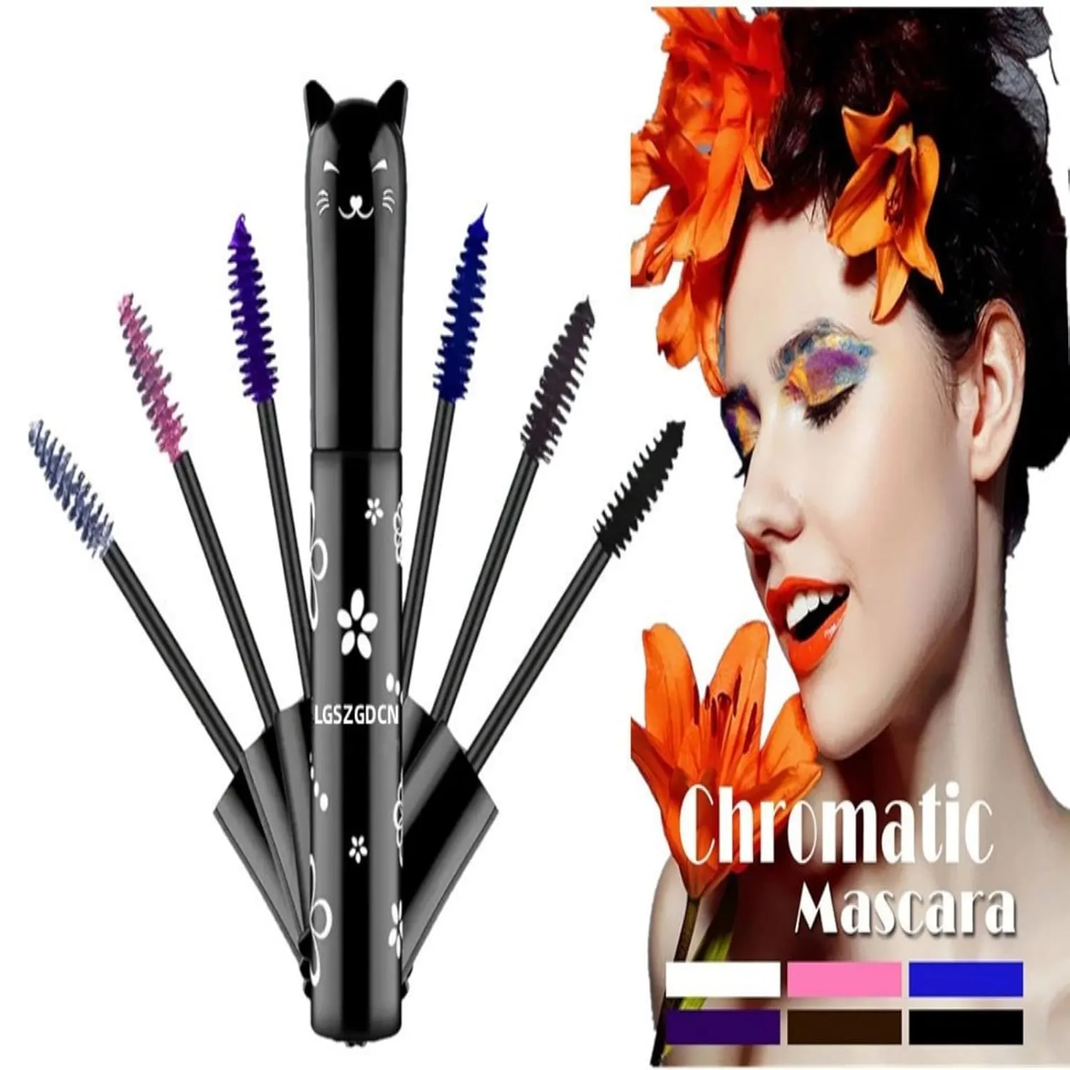 6 Colors Lashes Mascara Eyes Waterproof Fast Dry Eyelashes Curling Lengthening Makeup Eye Lengthening, Lifting, Curling Kit Gift Set