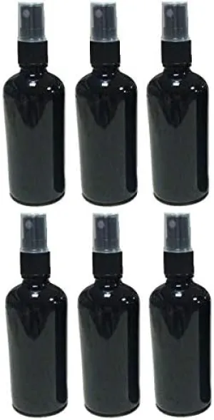 6 PCS 100ml/3.3oz Refillable Empty Non-Translucent Dark Amber Glass Brown Spray Bottle Atomizer Liquid Container UV Protected for Essential Oils