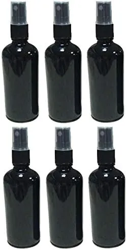6 PCS 100ml/3.3oz Refillable Empty Non-Translucent Dark Amber Glass Brown Spray Bottle Atomizer Liquid Container UV Protected for Essential Oils