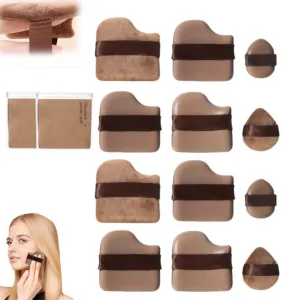 6 PCs Chocolate Color Quick Makeup Foundation Puff Set,2025 New Makeup Foundation Sponge,Mini Powder Finger Puff Fluffy Square Triangle Latex Sponge Applicator for Liquid Cream Powder (Brown/2 Set)