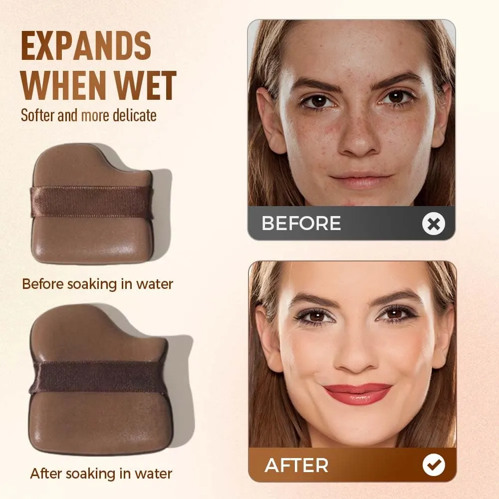 6 PCs Chocolate Color Quick Makeup Foundation Puff Set,2025 New Makeup Foundation Sponge,Mini Powder Finger Puff Fluffy Square Triangle Latex Sponge Applicator for Liquid Cream Powder (Brown/2 Set)