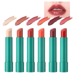6 Pcs Hydrating Lip Tint,Powerful Moisturizing Lipstick,Non-Sticky and Long-Lasting Matte Lip Balm,Tinted Lip Gloss,Women Water Lipstick,Plumping Tinted Lip Balm,6-Color,Natural Ingredients