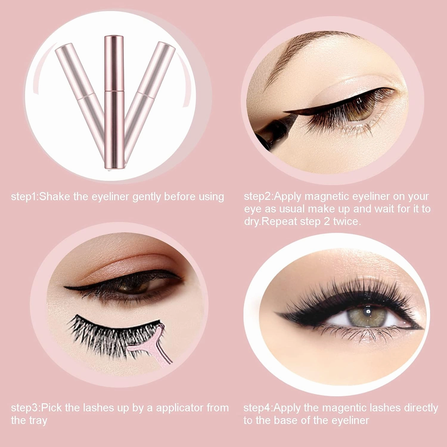 6D Magnetic Green Eyelashes and Magnetic Eyeliner Kit 3 Style with Tweezers