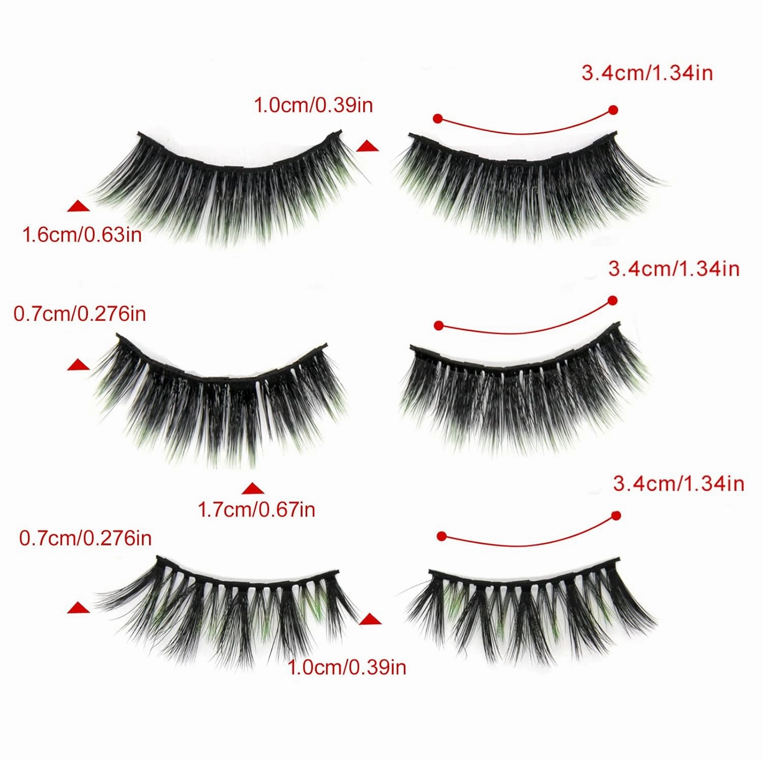 6D Magnetic Green Eyelashes and Magnetic Eyeliner Kit 3 Style with Tweezers
