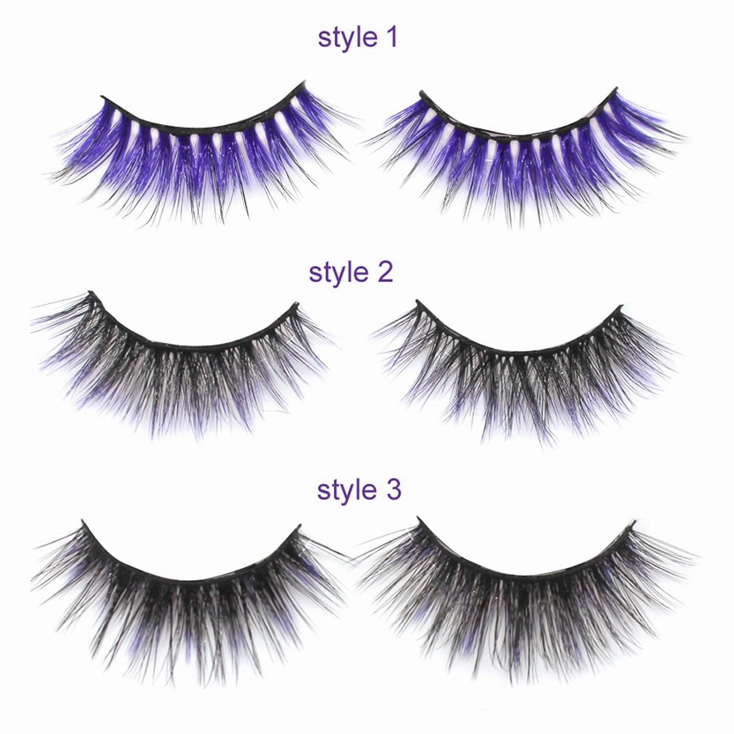 6D Magnetic Purple Eyelashes and Magnetic Eyeliner Kit 3 Style with Tweezers (Purple)
