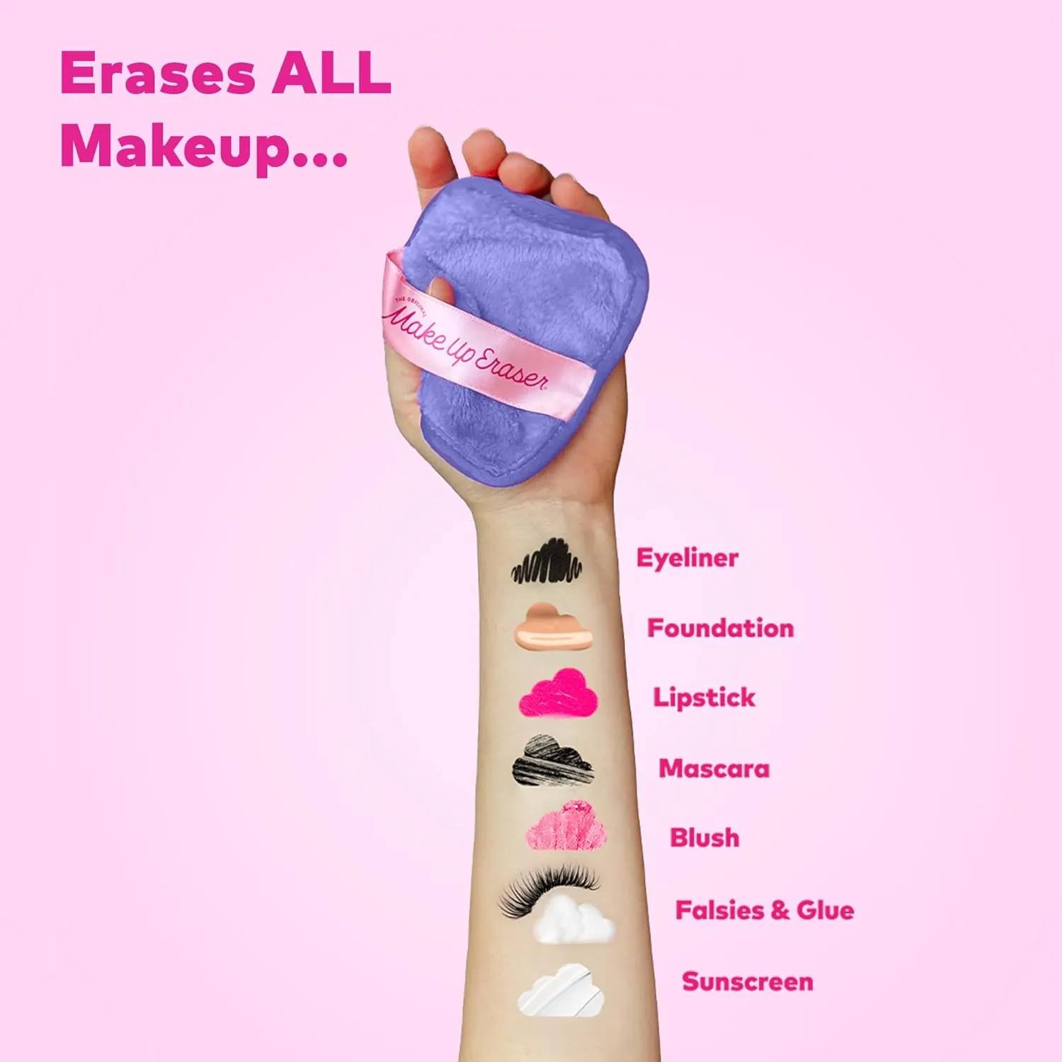 7-Day Set, Erase All Makeup with Just Water, Including Waterproof Mascara, Eyeliner, Foundation, Lipstick, Sunscreen, and More! 7ct