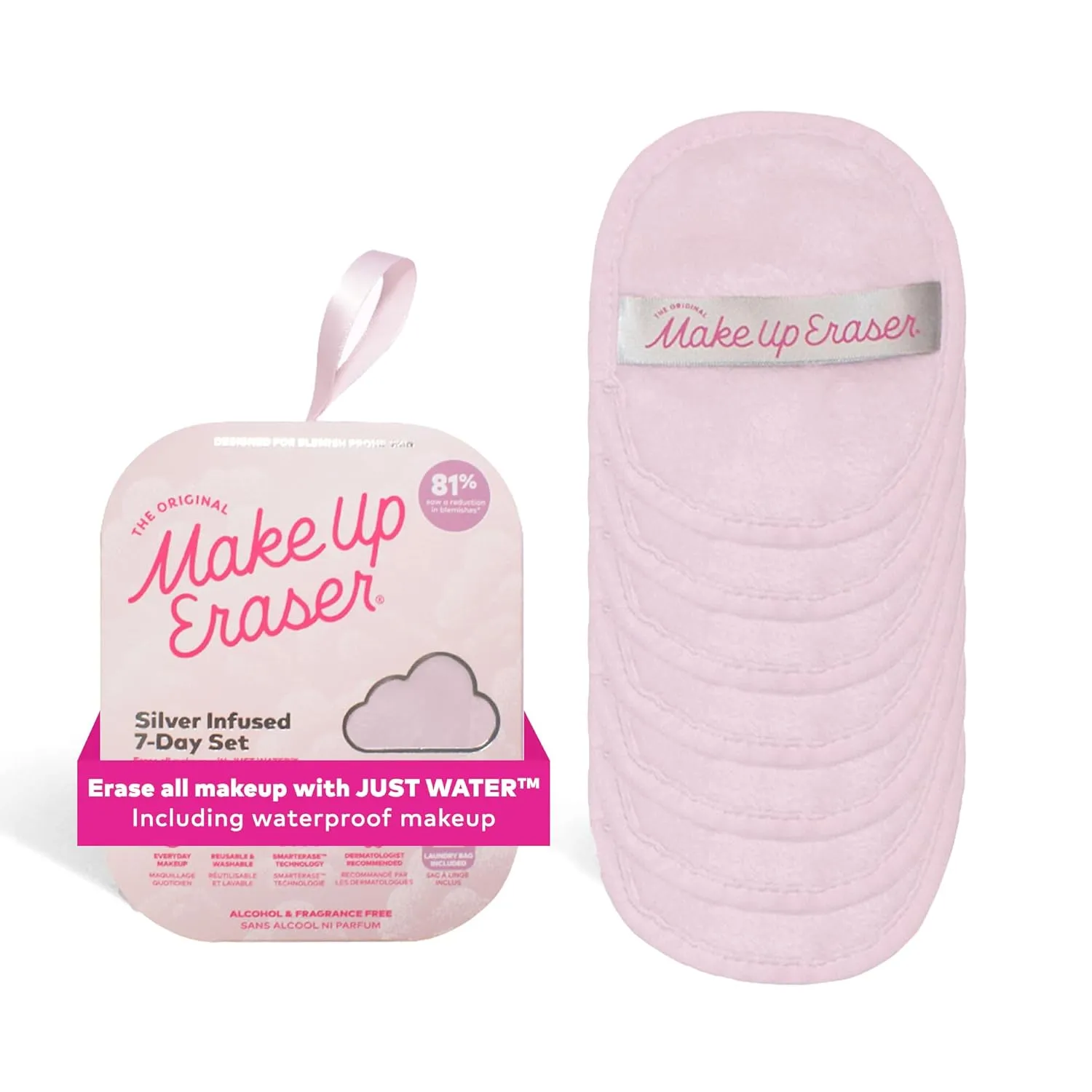 7-Day Set, Erase All Makeup with Just Water, Including Waterproof Mascara, Eyeliner, Foundation, Lipstick, Sunscreen, and More! 7ct