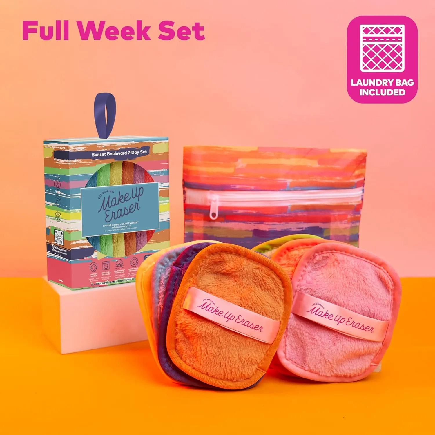 7-Day Set, Erase All Makeup with Just Water, Including Waterproof Mascara, Eyeliner, Foundation, Lipstick, Sunscreen, and More! 7ct