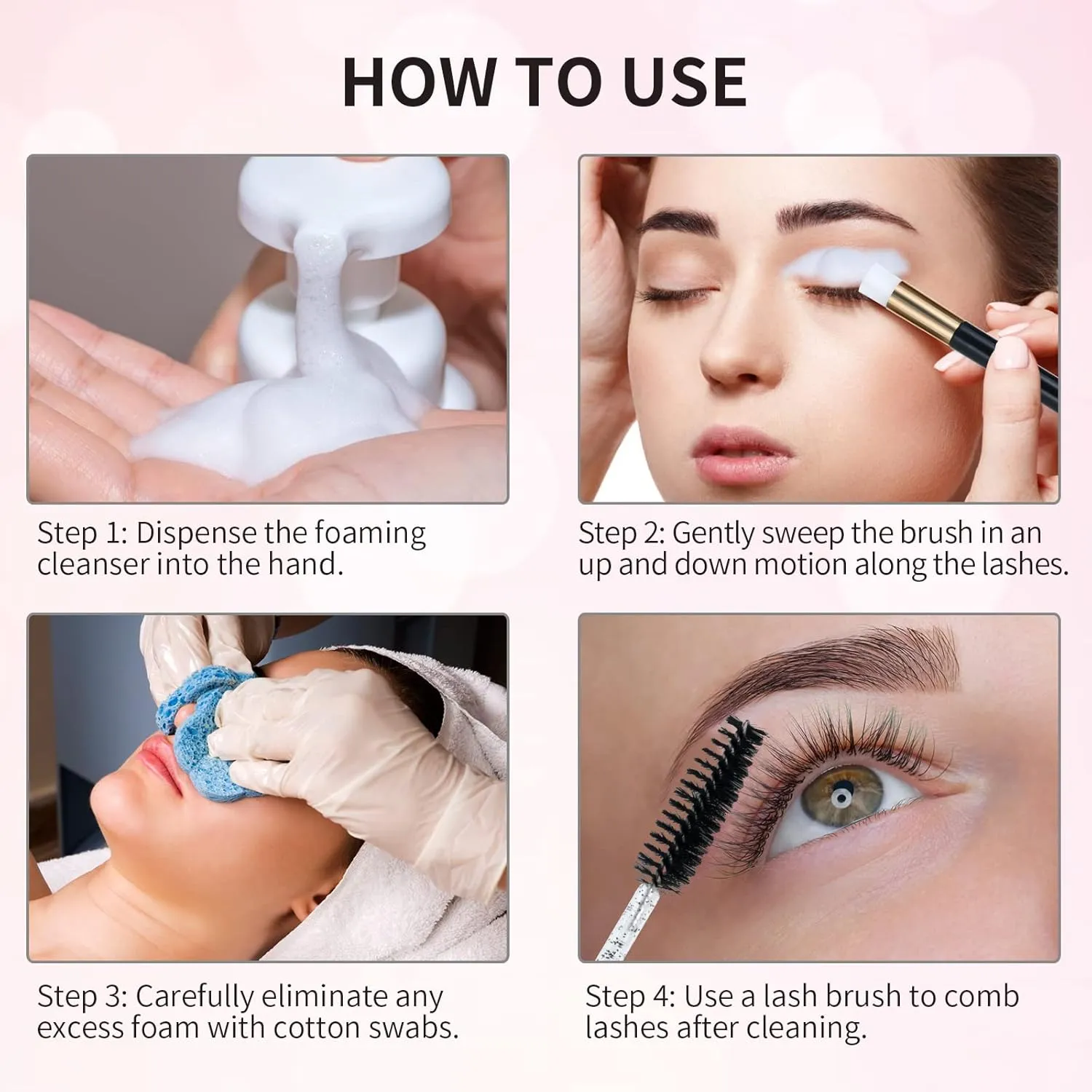 70 Pcs Lash Shampoo Bottle Brushes Set 10 Empty Foam Pump Dispensers 10 Label Stickers 10 Mascara Wands and Tubes 10 Cleansing Brush 10 Facial Sponges 10 Bag for Eyelash Extensions Aftercare(Black)