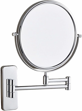 8 Inch Adjustable Wall Mounted Makeup Mirror, Double Sided Magnifying Beauty Vanity Mirror, 360° Swivel Foldable Cosmetic Mirror, Round Shaving Mirror for Bathroom Hotel,Silver,5X (Silver 10X)