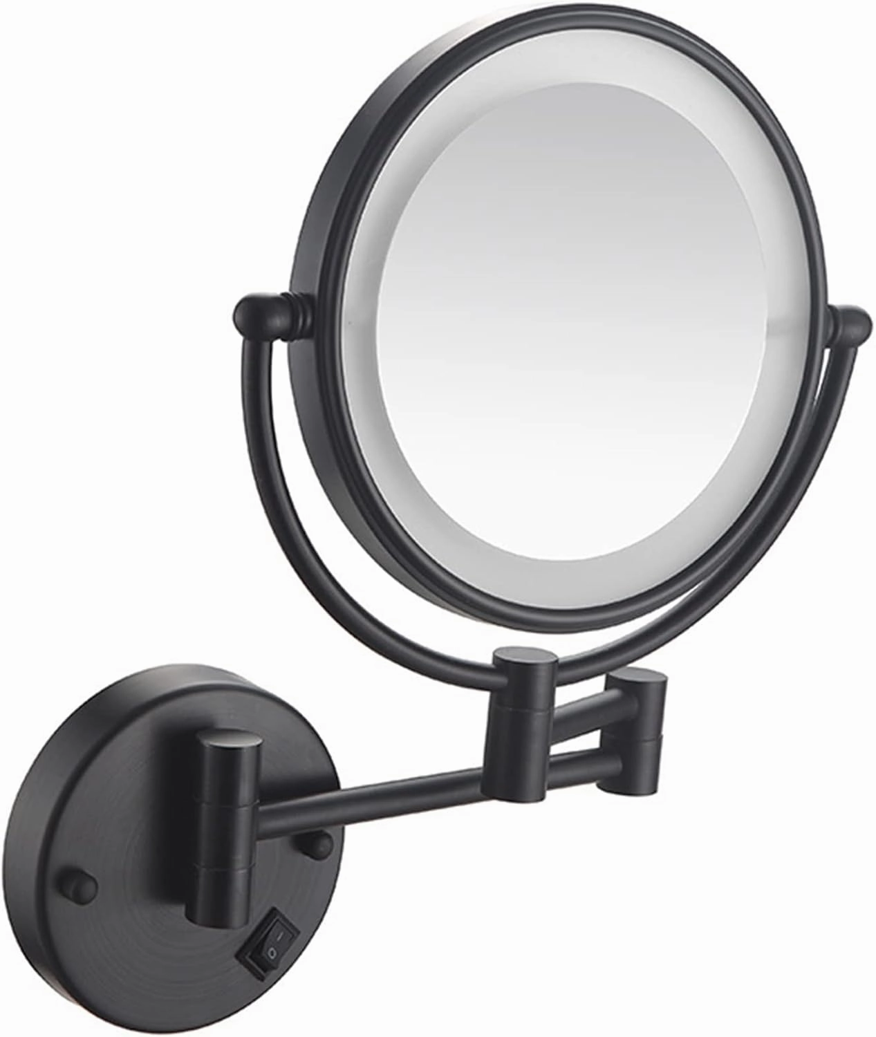 8 Inch Double Sided LED Lighted Makeup Mirror, Hardwired Wall Mounted Vanity Mirror with Switch, Swivel Fold Adjustable Magnifying Cosmetic Mirror, HD Shaving Mirror for Bathroom,Silver,3X (Black 7X)