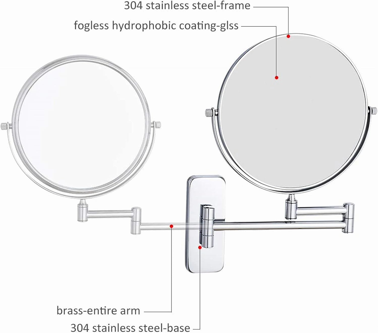 8 Inch Wall Mounted Makeup Mirror, Double Sided Magnifying Foldable Beauty Vanity Mirror, 360° Swivel Adjustable Brass Cosmetic Mirror, Bathroom HD Shaving Mirror,D,10X (D 5X)