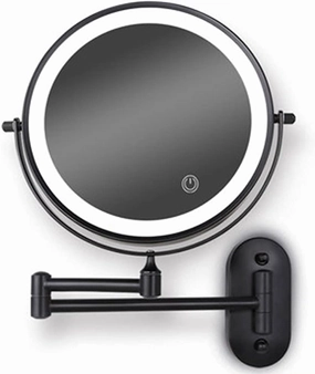 8" LED Wall Mounted Makeup Mirror Black Upgrade Auto Off LED Shaving Mirror Touch Screen Adjustable Light Double Sided 1X/5X Magnifying Powered by 4 x AAA Batteries (Color : 1x/5x)